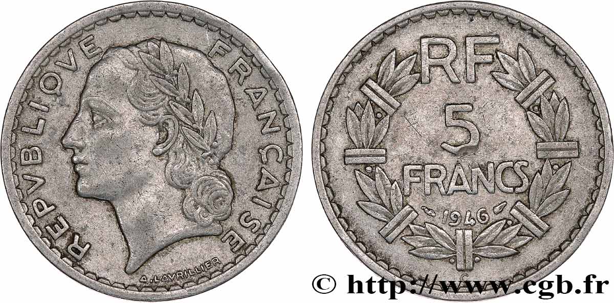 5 francs Lavrillier en aluminium 1946 Castelsarrasin F.339/8 TB 