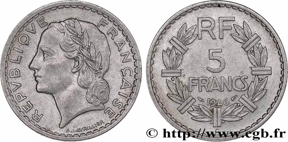 5 francs Lavrillier en aluminium 1946 Castelsarrasin F.339/8 MBC53 