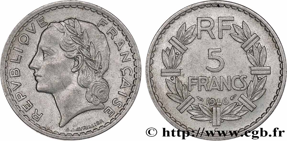 5 francs Lavrillier en aluminium 1946 Castelsarrasin F.339/8 SS53 