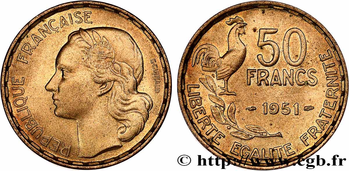 50 francs Guiraud 1951  F.425/5 AU55 