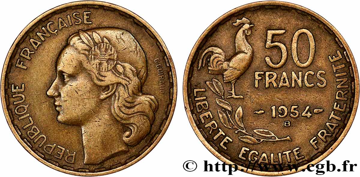 50 francs Guiraud 1954 Beaumont-Le-Roger F.425/13 TB35 