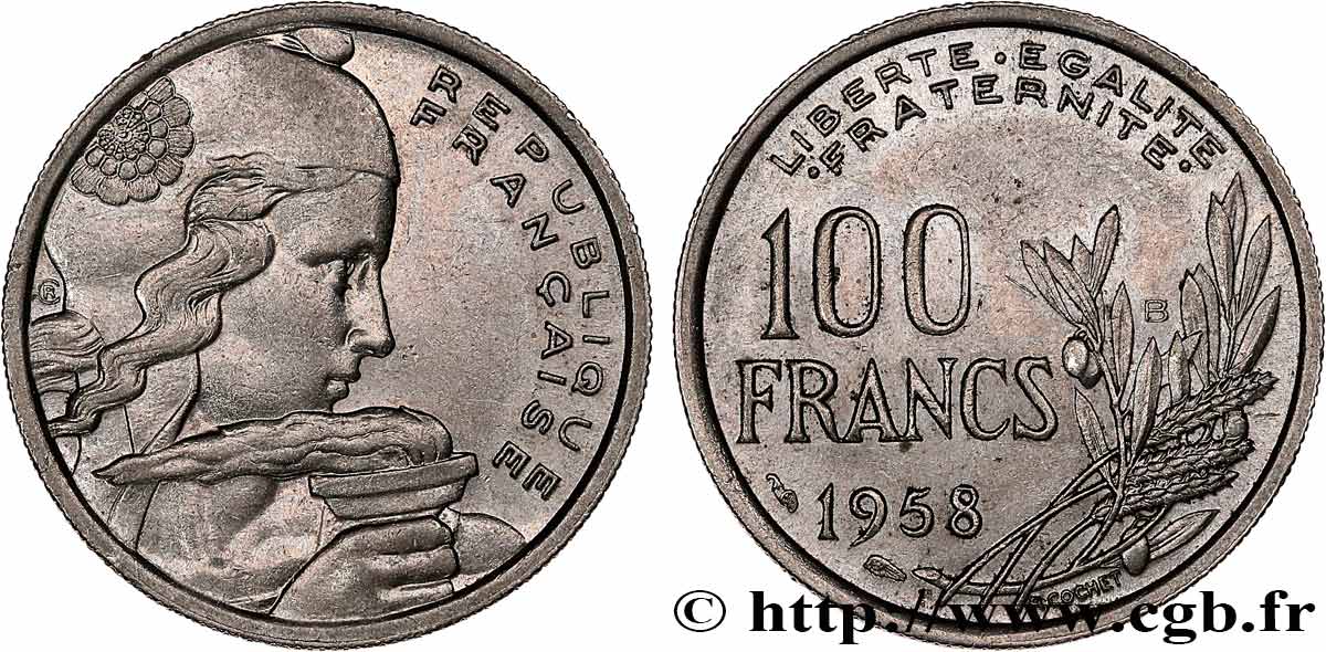 100 francs Cochet 1958 Beaumont-Le-Roger F.450/14 MBC+ 
