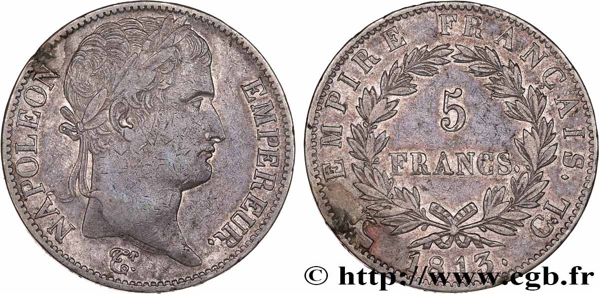 5 francs Napoléon Empereur, Empire français 1813 Gênes F.307/61 MBC40 