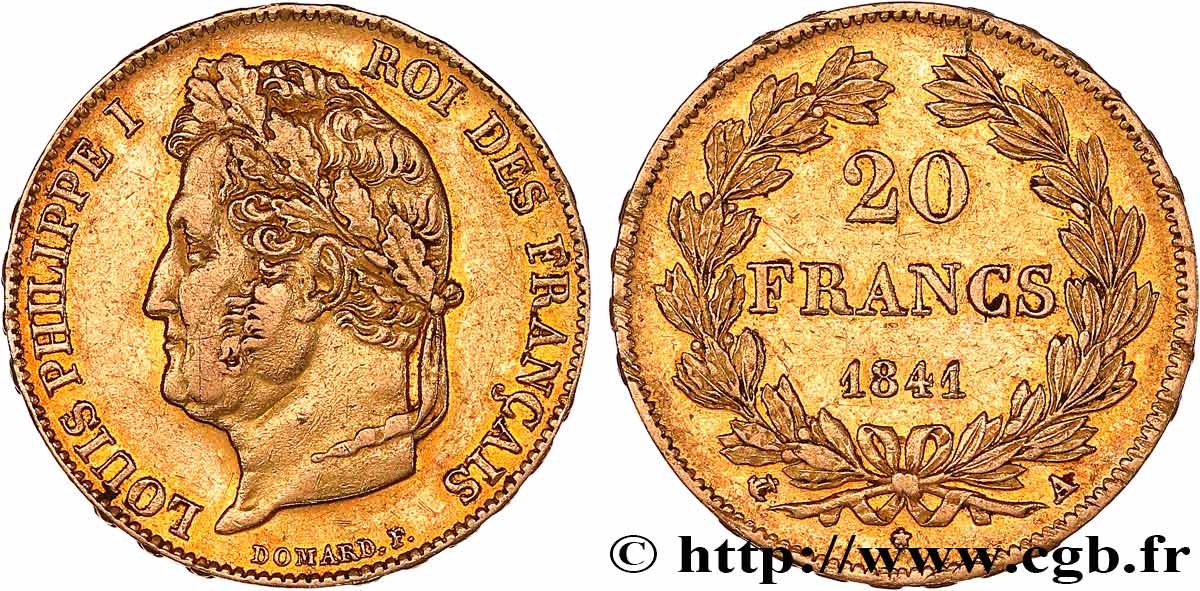 20 francs or Louis-Philippe, Domard 1841 Paris F.527/25 TTB 