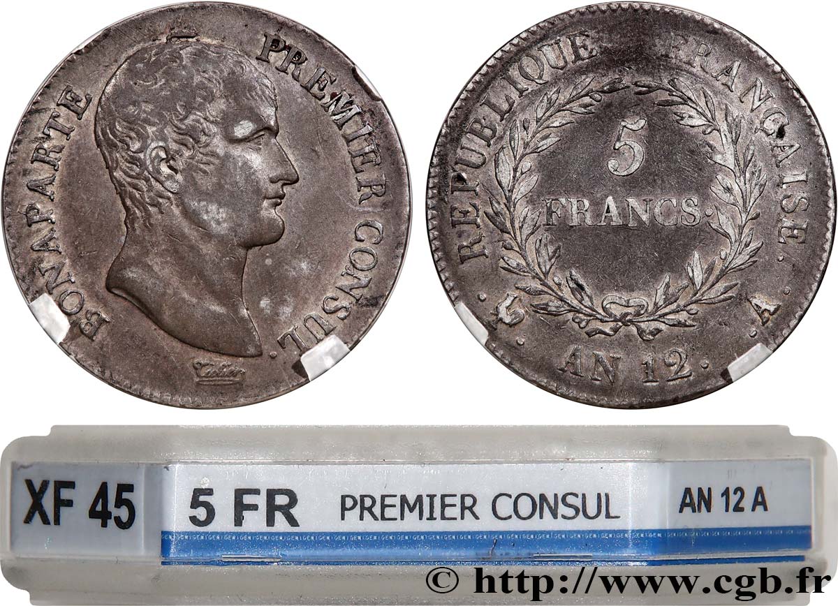 5 francs Bonaparte Premier Consul 1804 Paris F.301/9 BB45 GENI