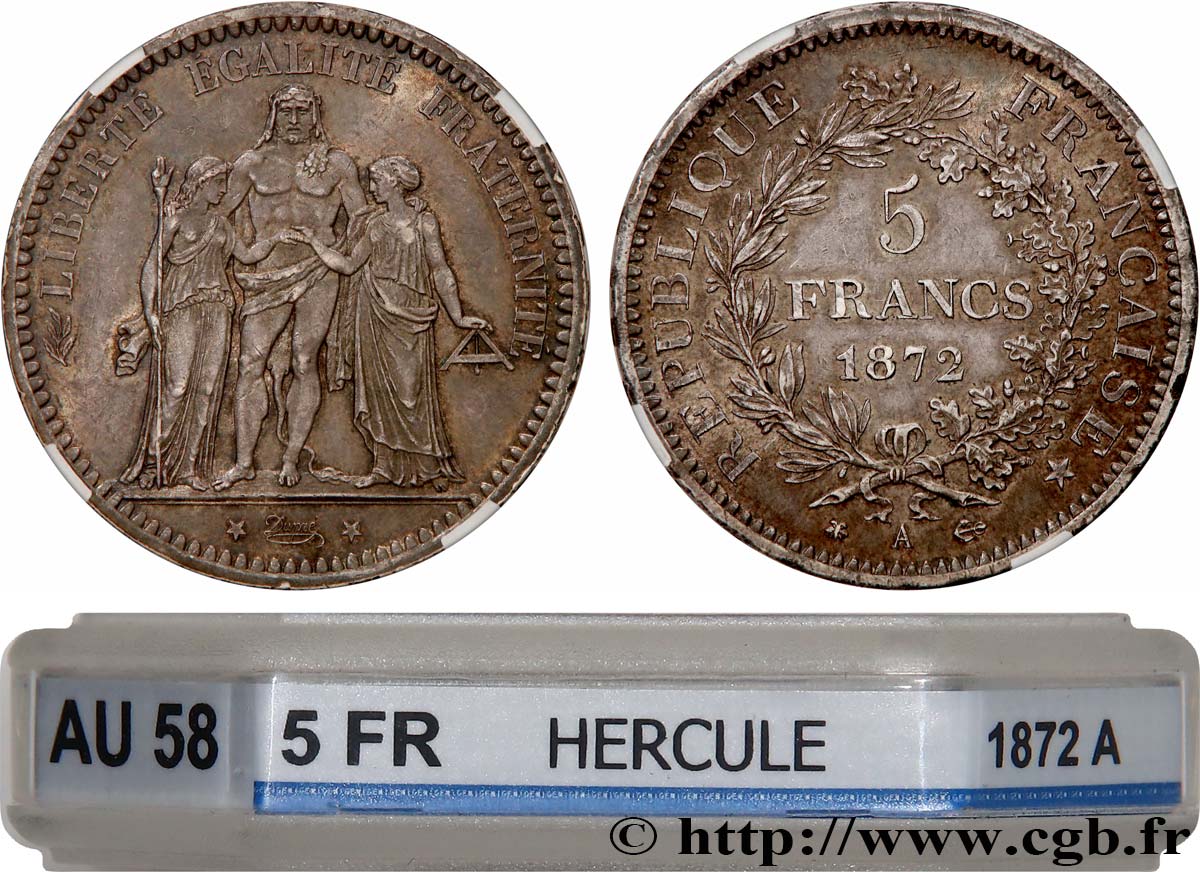 5 francs Hercule 1872 Paris F.334/6 VZ58 GENI