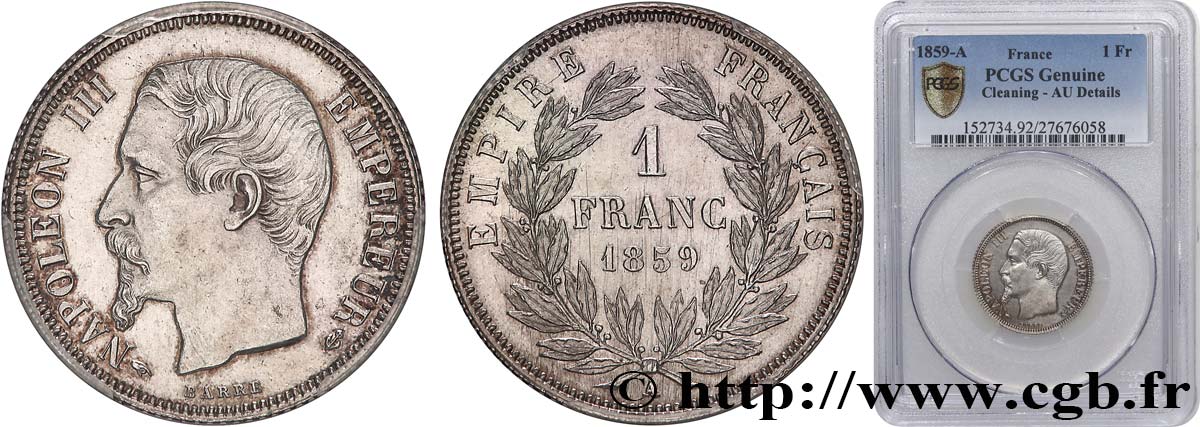 1 franc Napoléon III, tête nue 1859 Paris F.214/12 EBC PCGS