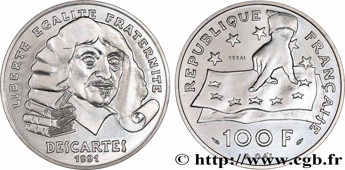 Essai de 100 francs Descartes 1991 Pessac F.459/1 MS 