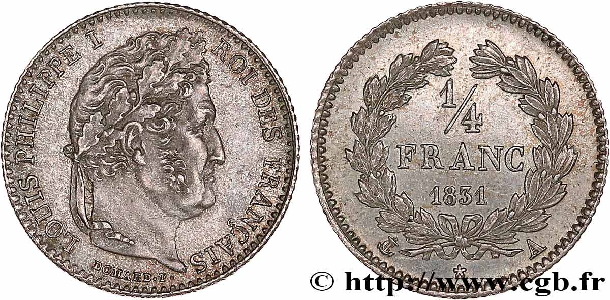 1/4 franc Louis-Philippe 1831 Paris F.166/1 SUP58 