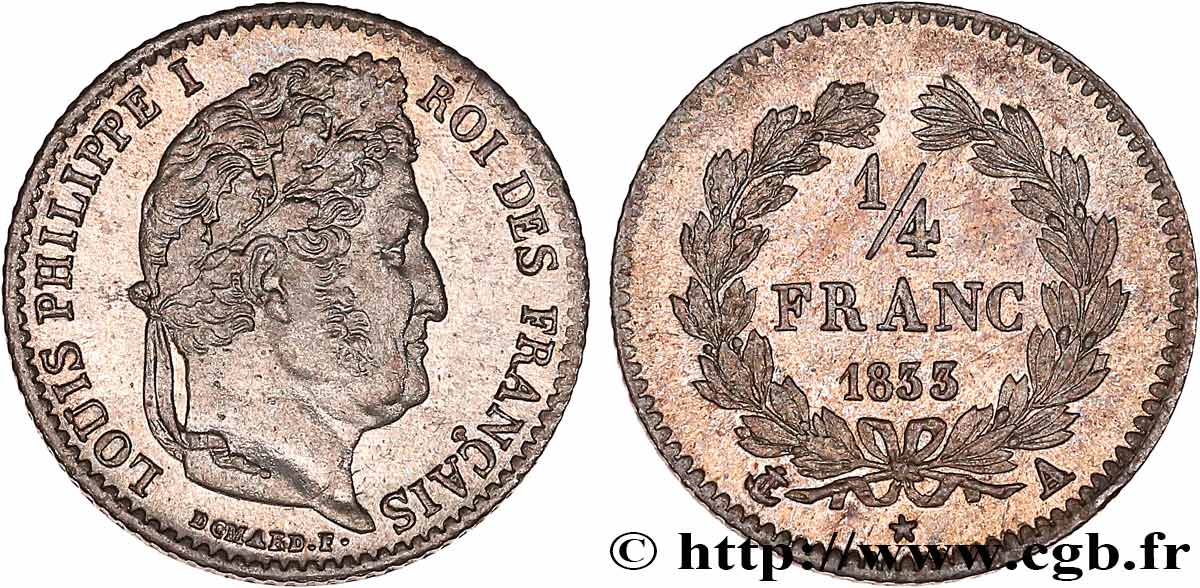 1/4 franc Louis-Philippe 1833 Paris F.166/30 VZ62 