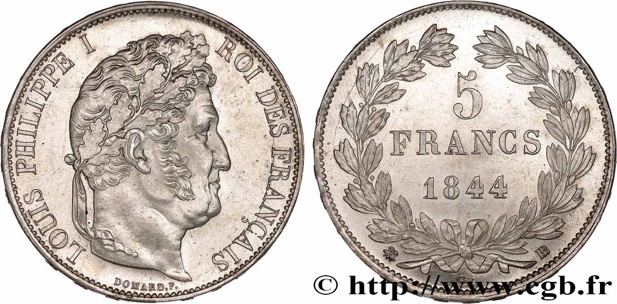 5 francs IIIe type Domard 1844 Strasbourg F.325/3 MS 