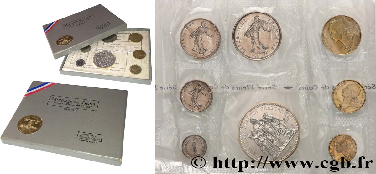 Boîte Fleur de Coins, avec la 1 Centime Rebord 1973 Paris F.5000 15 FDC 