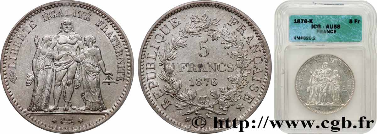 5 francs Hercule 1876 Bordeaux F.334/18 SPL58 autre
