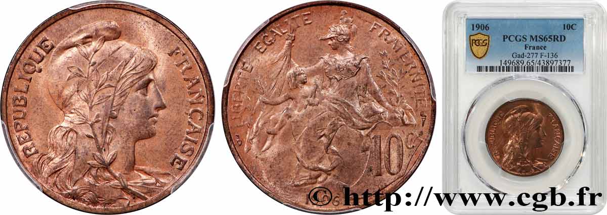 10 centimes Daniel-Dupuis 1906  F.136/15 FDC65 PCGS