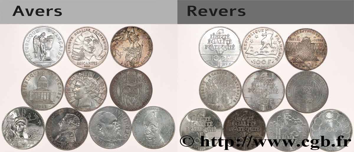 Lot de 10 pièces de 100 francs commémoratives - - F.-/ BB 