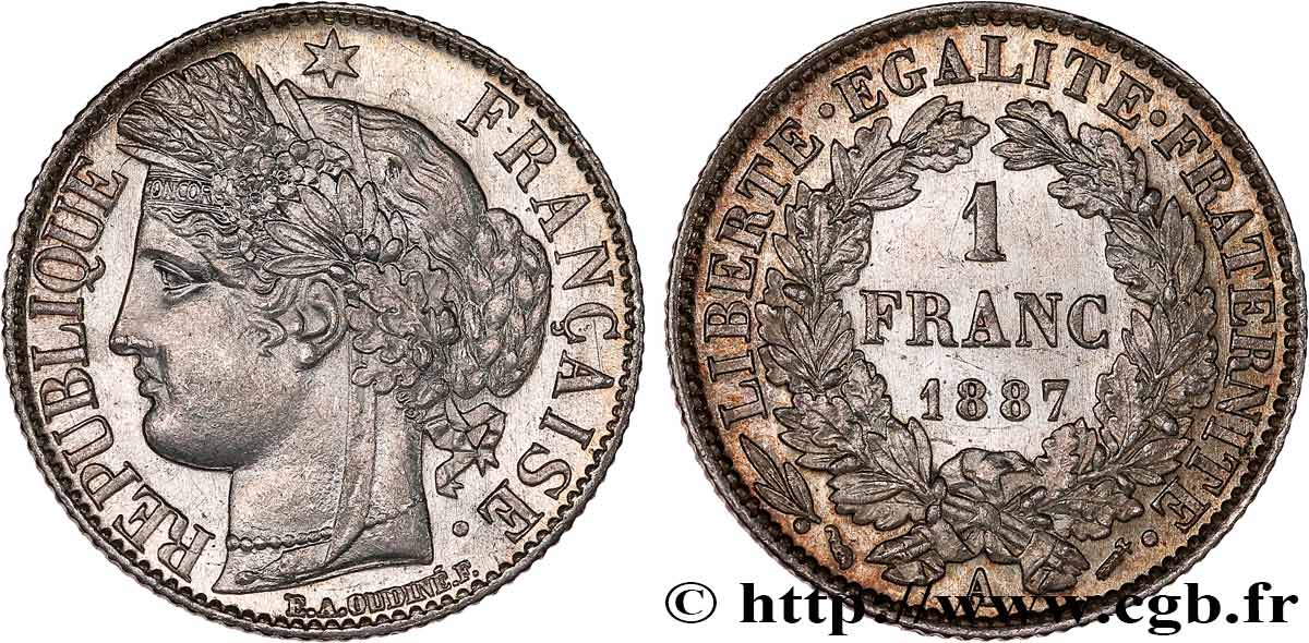 1 franc Cérès, IIIe République 1887 Paris F.216/9 SC64 