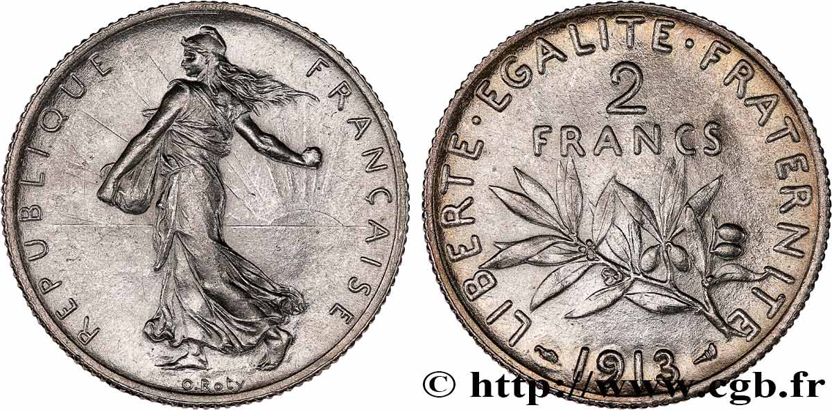 2 francs Semeuse 1913  F.266/14 AU53 