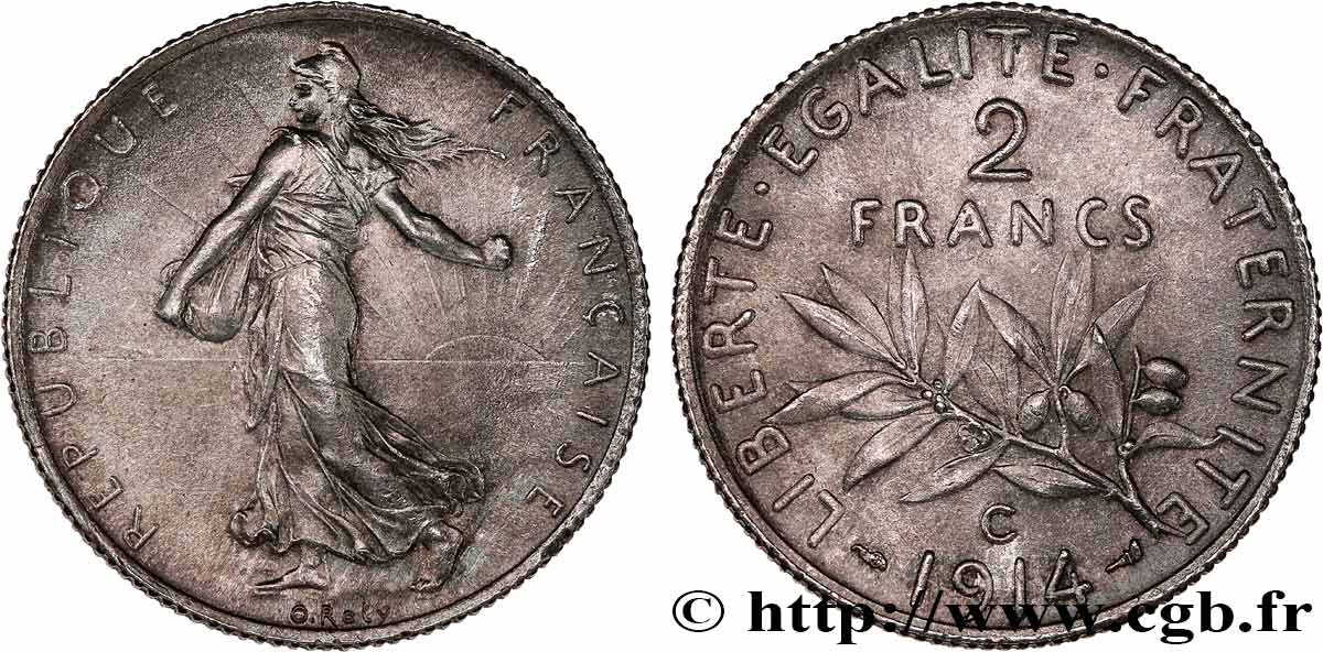 2 francs Semeuse 1914 Castelsarrasin F.266/16 SUP62 