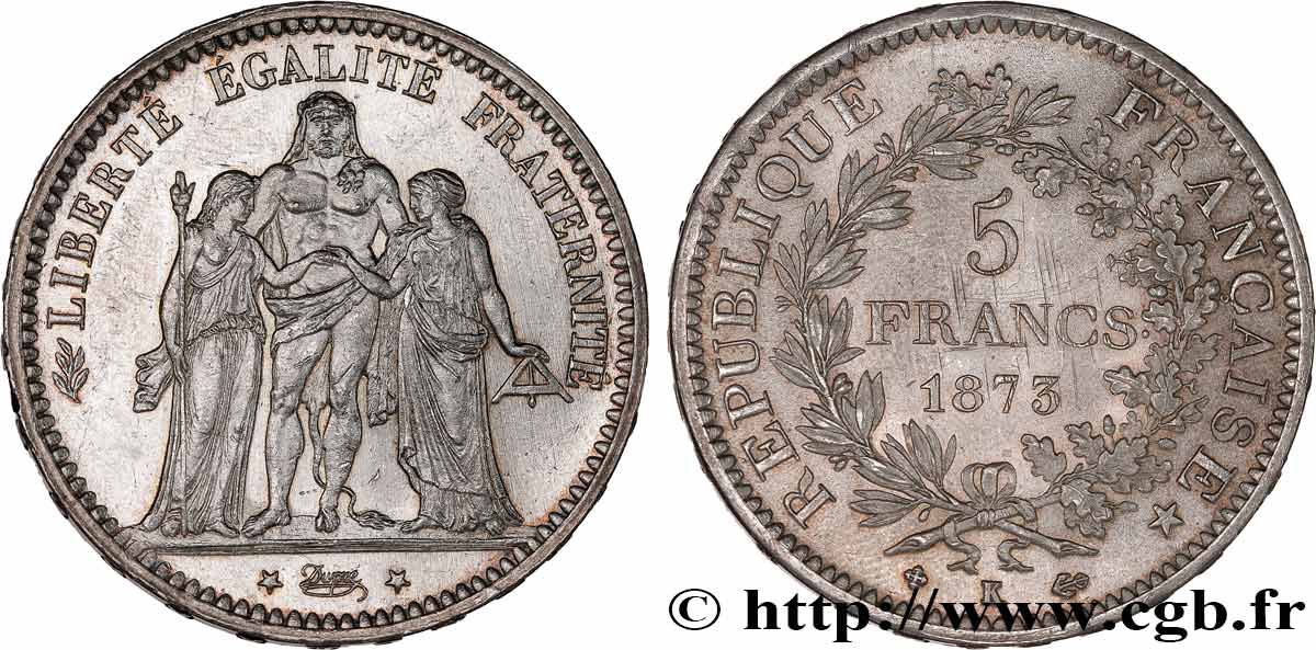 5 francs Hercule 1873 Bordeaux F.334/11 MS 