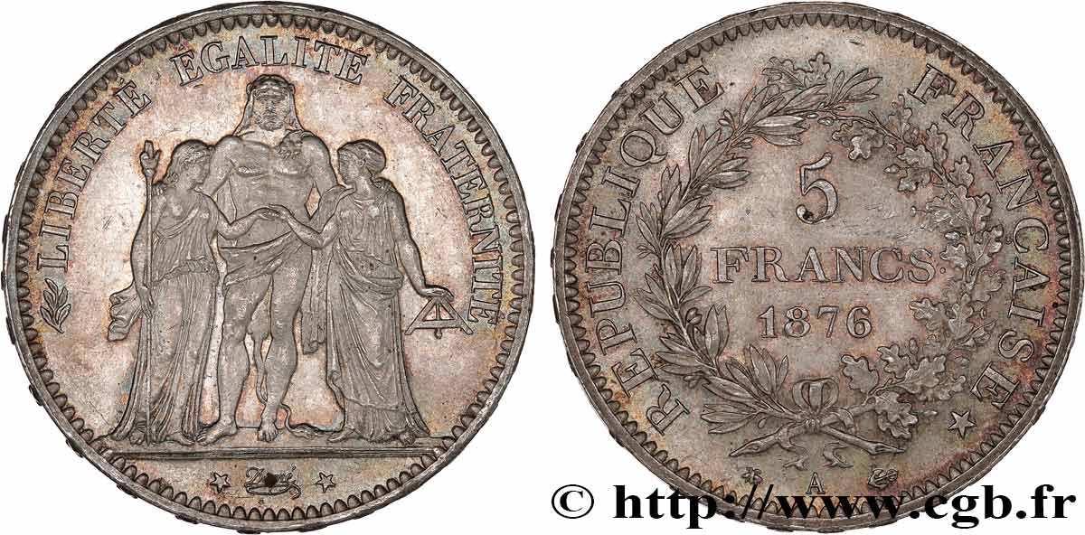 5 francs Hercule 1876 Paris F.334/17 SPL+ 