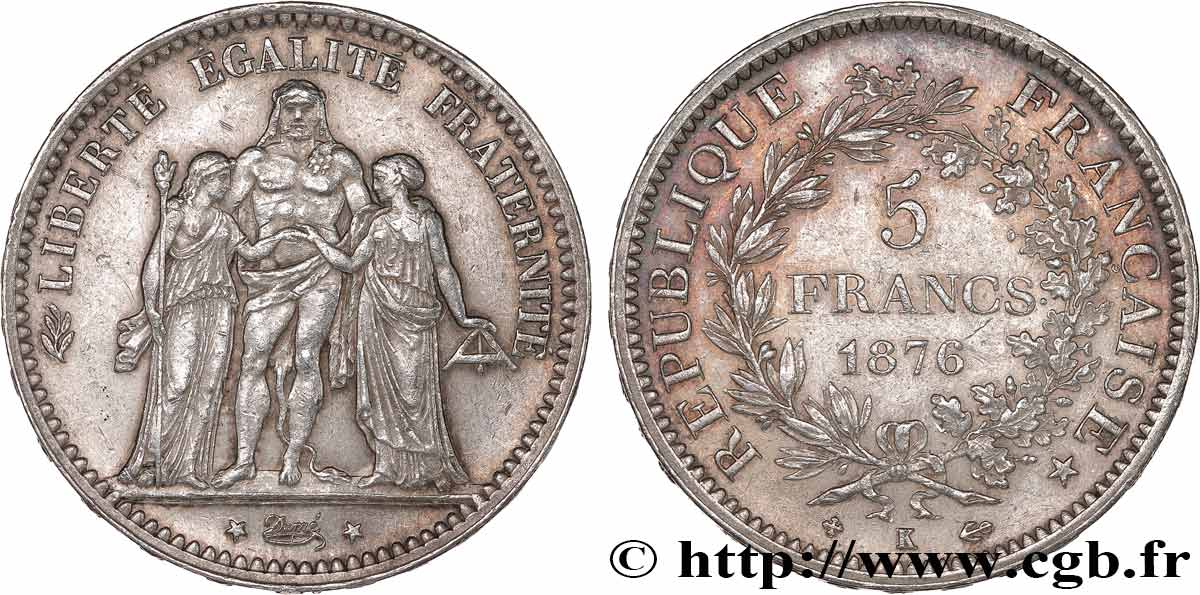 5 francs Hercule 1876 Bordeaux F.334/18 TTB+ 