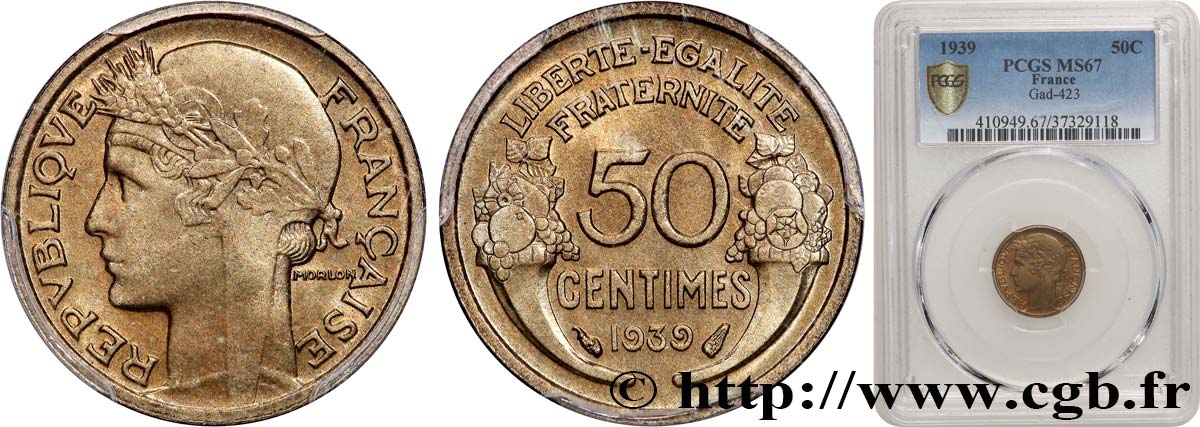 50 centimes Morlon 1939  F.192/15 FDC67 PCGS