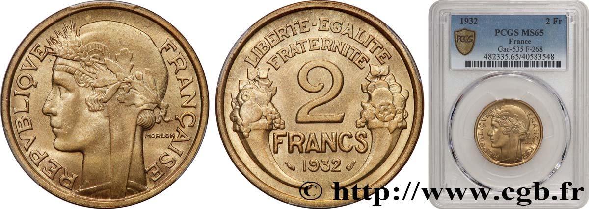 2 francs Morlon 1932  F.268/3 ST65 PCGS