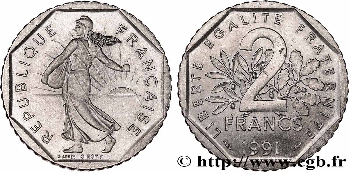 2 francs Semeuse, nickel, frappe monnaie 1991 Pessac F.272/15 VZ+ 