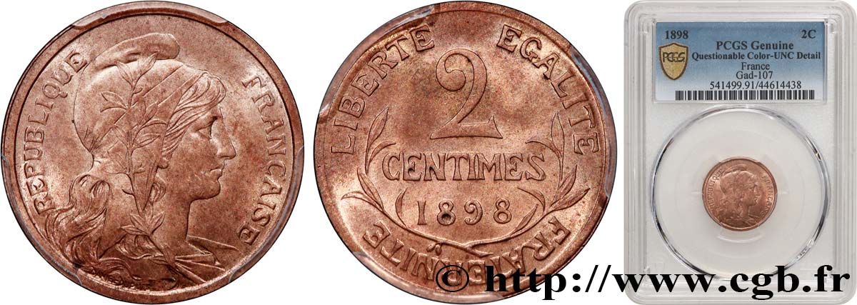 2 centimes Daniel-Dupuis 1898  F.110/1 SC PCGS