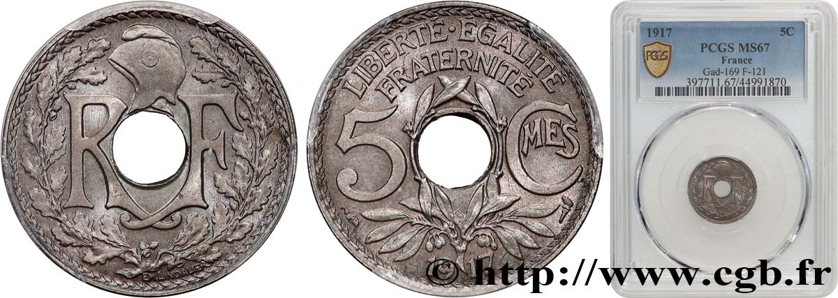 5 centimes Lindauer, grand module 1917 Paris F.121/1 FDC67 PCGS