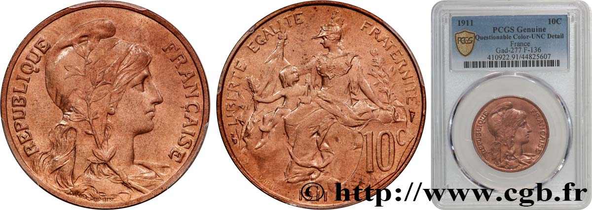 10 centimes Daniel-Dupuis 1911  F.136/20 SC PCGS
