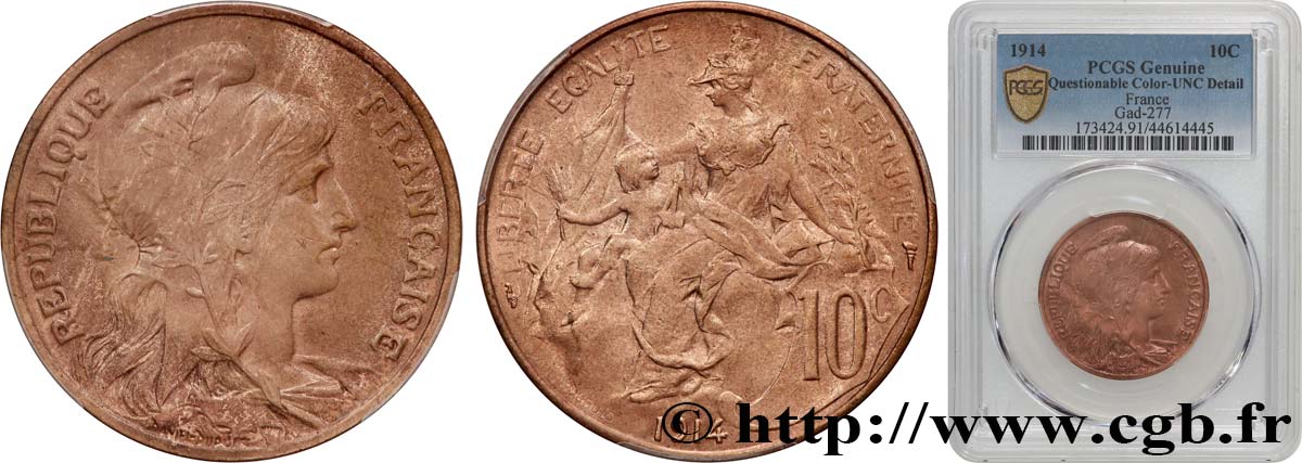 10 centimes Daniel-Dupuis 1914  F.136/23 MS PCGS