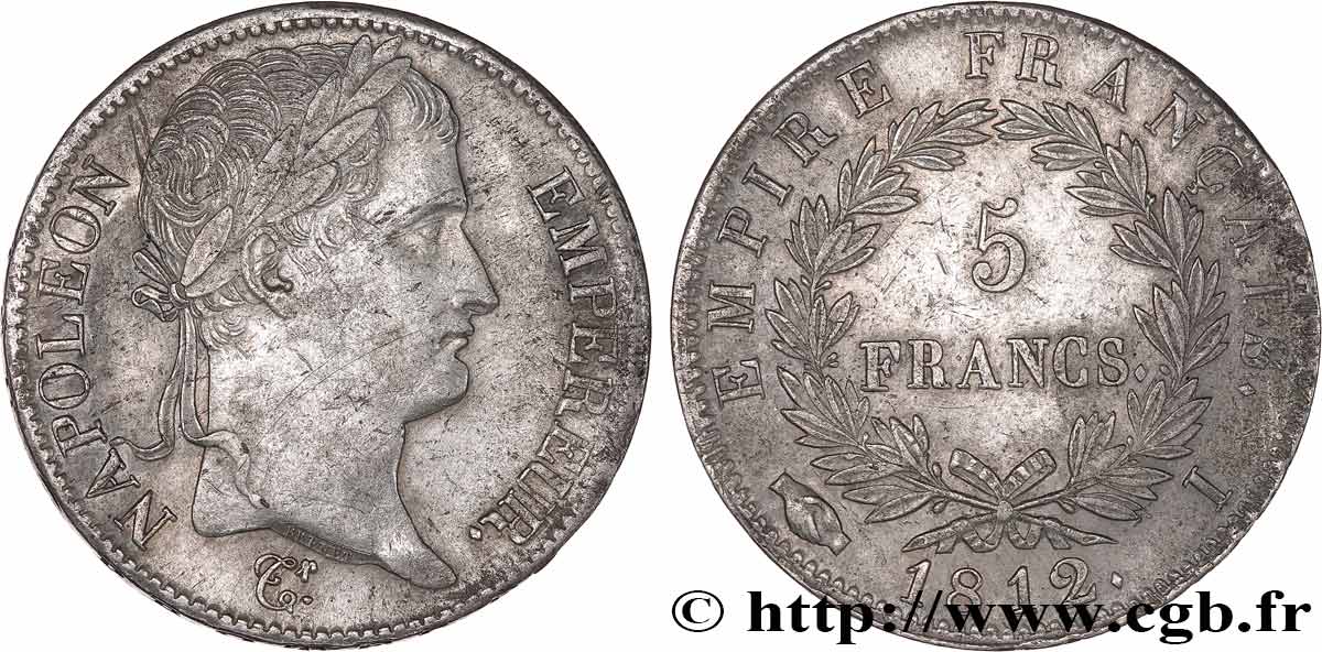 5 francs Napoléon Empereur, Empire français 1812 Limoges F.307/46 MBC 