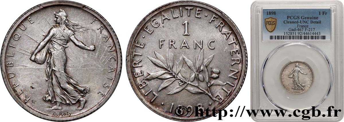 1 franc Semeuse 1898 Paris F.217/1 SUP+ PCGS