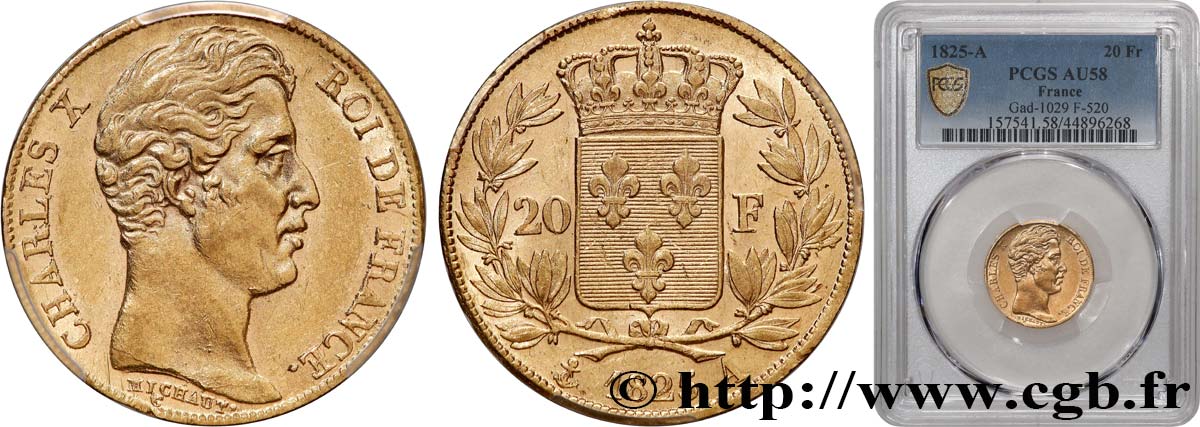 20 francs or Charles X 1825 Paris F.520/1 EBC58 PCGS