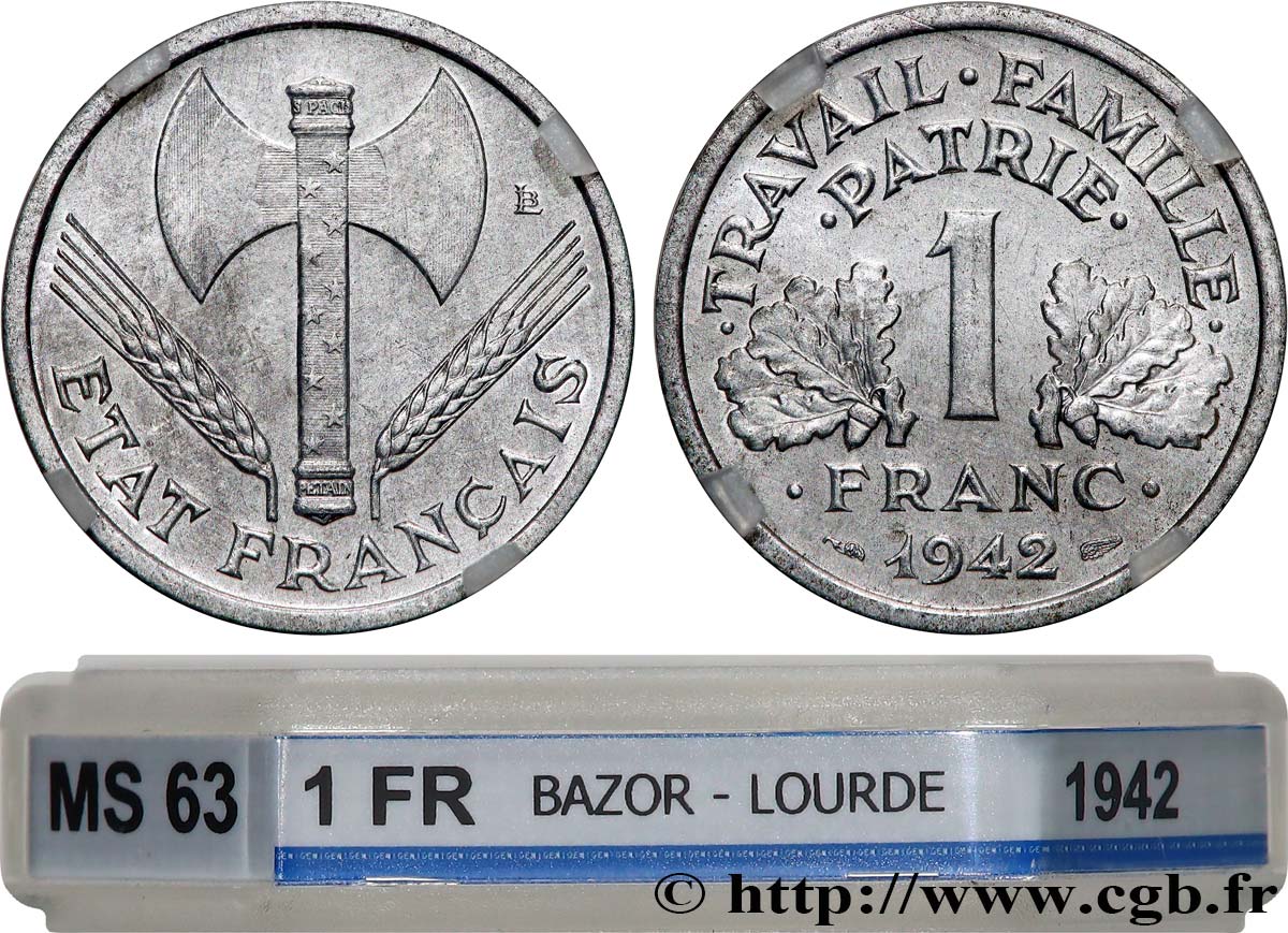 1 franc Francisque, lourde 1942  F.222/3 SPL63 GENI