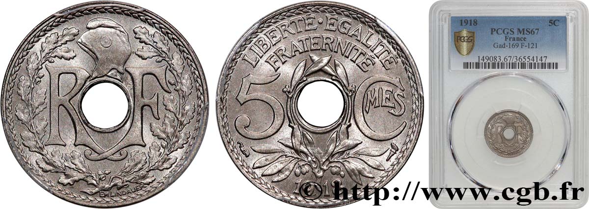 5 centimes Lindauer, grand module 1918 Paris F.121/2 FDC67 PCGS