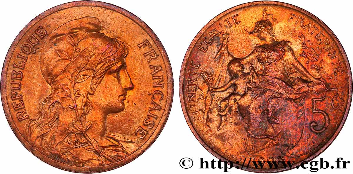 5 centimes Daniel-Dupuis 1900  F.119/9 VZ+ 