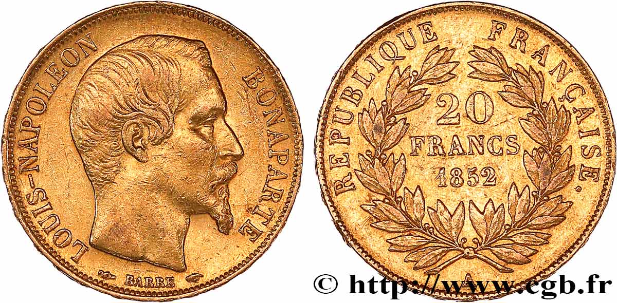20 francs or Louis-Napoléon 1852 Paris F.530/1 TTB+ 