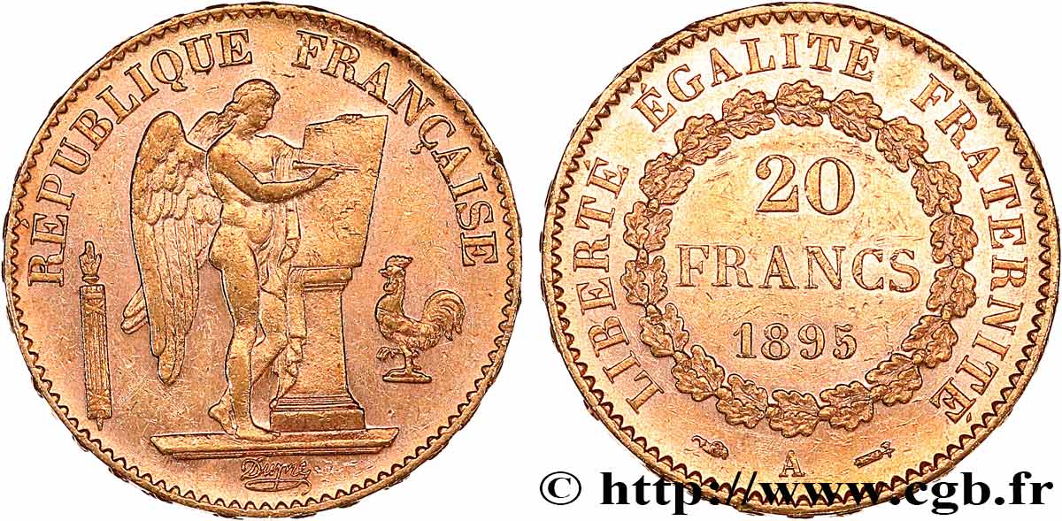 20 francs or Génie, IIIe République 1895 Paris F.533/19 TTB+ 