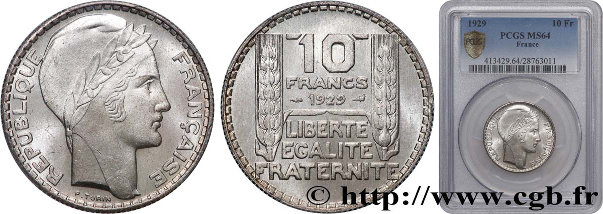 10 francs Turin 1929  F.360/2 SPL64 PCGS