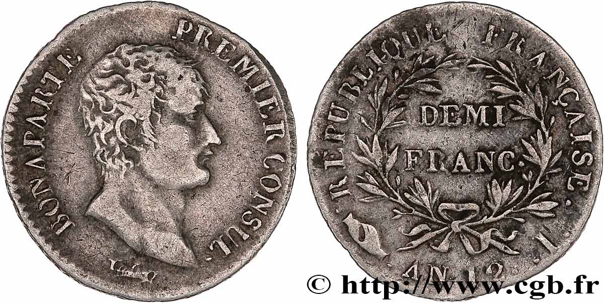 Demi-franc Bonaparte Premier Consul 1804 Limoges F.173/7 BC 