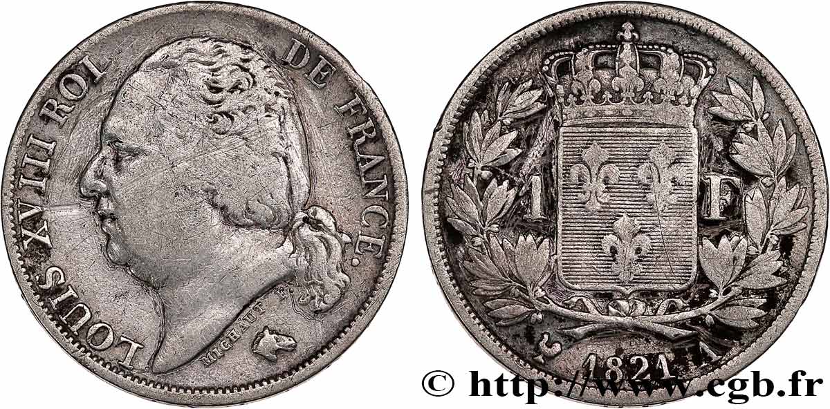 1 franc Louis XVIII 1821 Paris F.206/36 B 