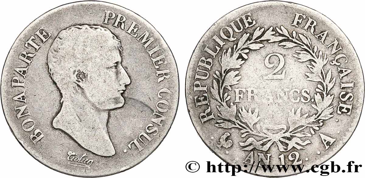 2 francs Bonaparte Premier Consul 1804 Paris F.250/1 TB 