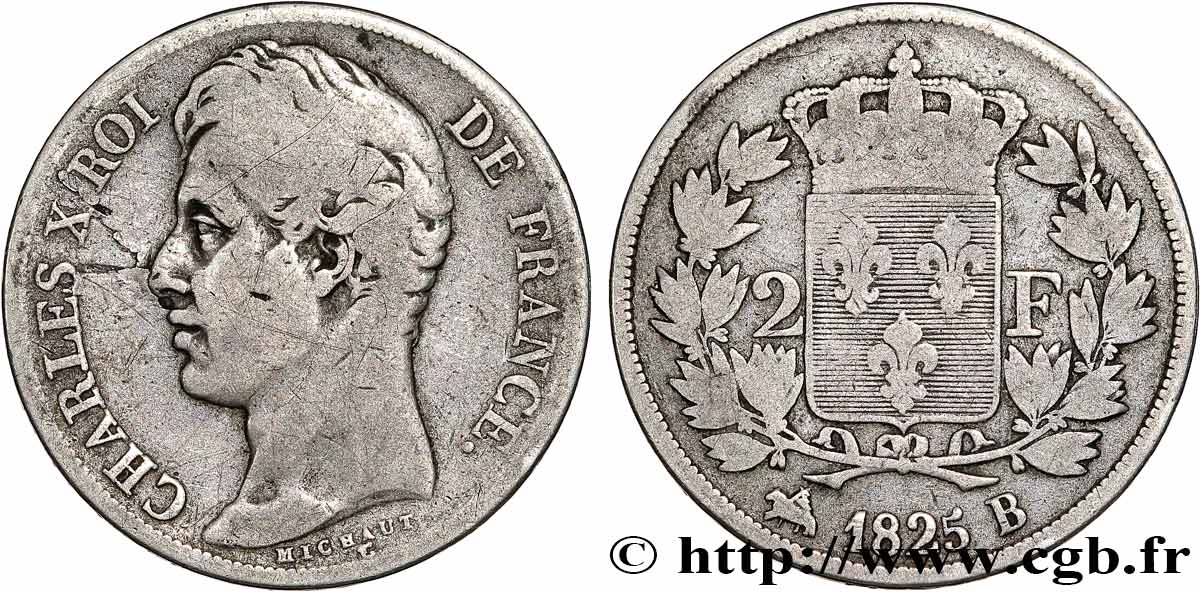 2 francs Charles X 1825 Rouen F.258/2 S15 
