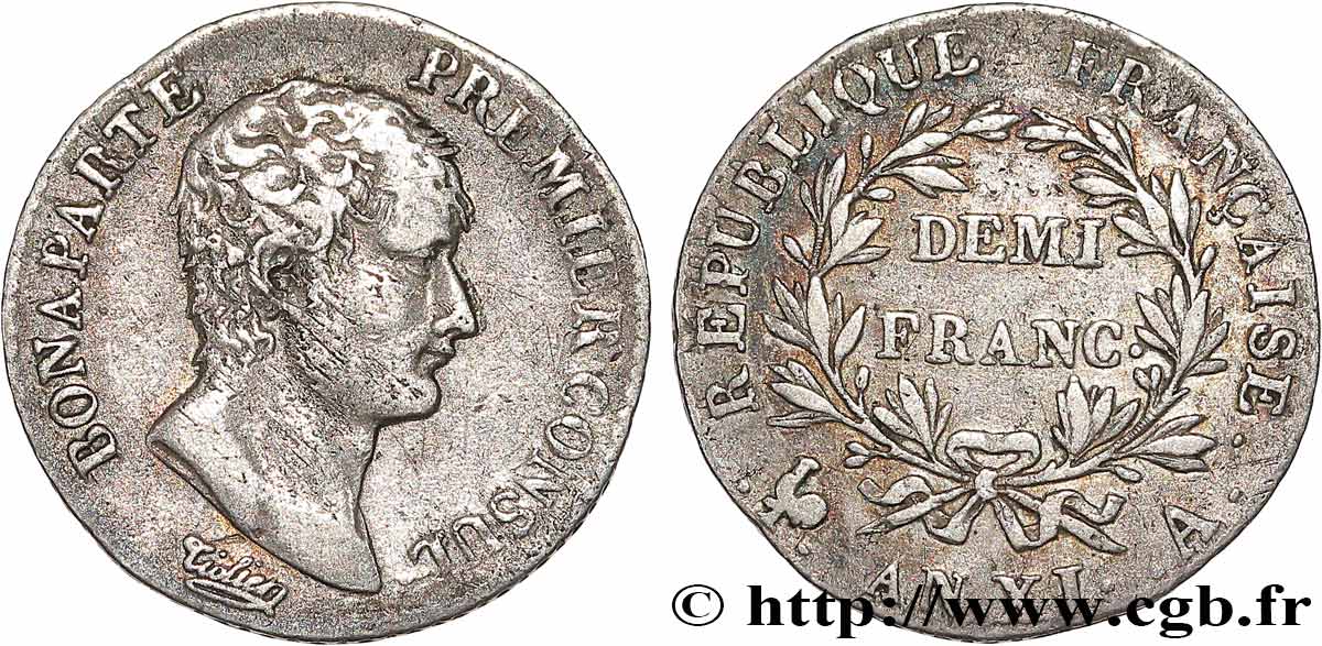 Demi-franc Bonaparte Premier Consul 1803 Paris F.173/1 VF 