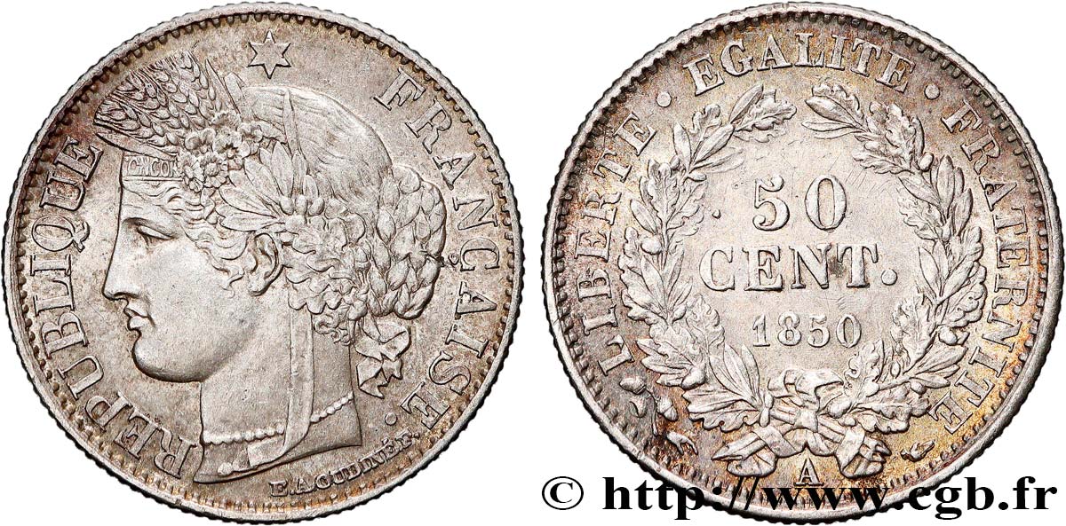 50 centimes Cérès, IIe République 1850 Paris F.184/2 fVZ 