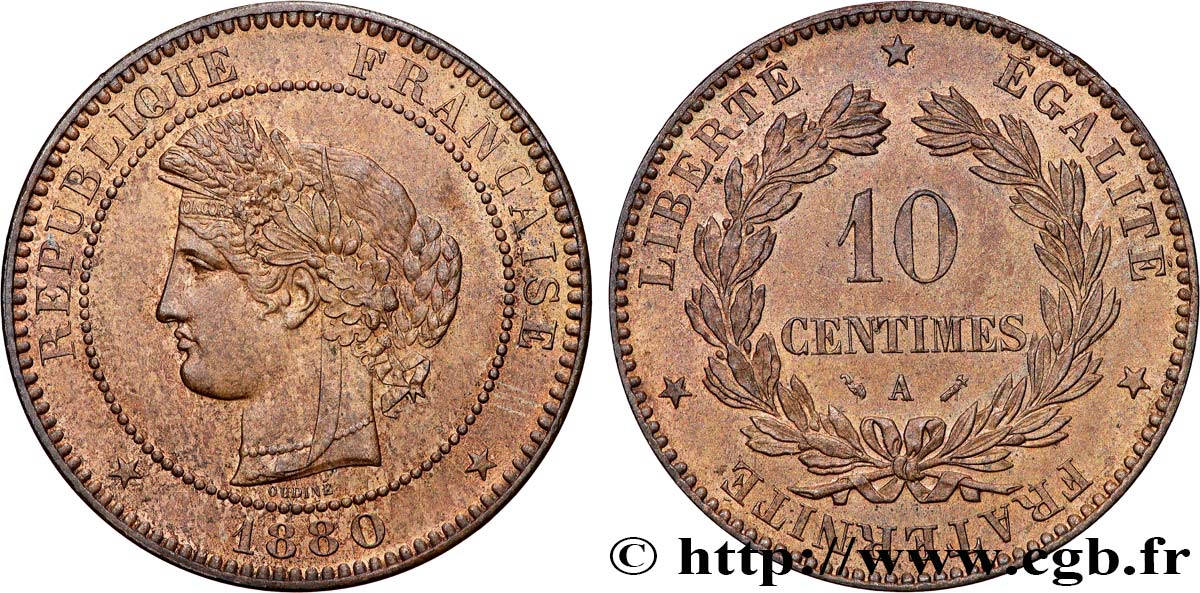 10 centimes Cérès 1880 Paris F.135/24 SPL63 