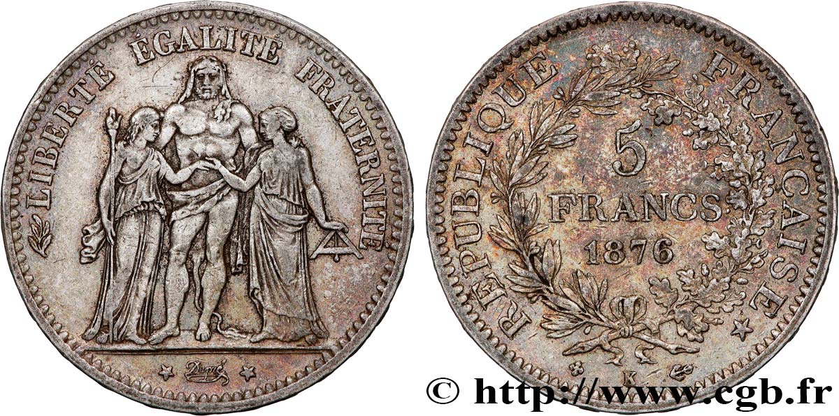 5 francs Hercule 1876 Bordeaux F.334/18 SS 