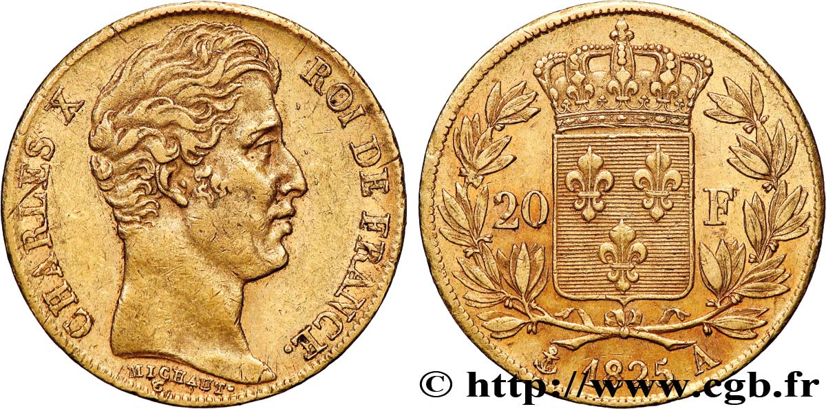 20 francs or Charles X 1825 Paris F.520/1 TTB53 